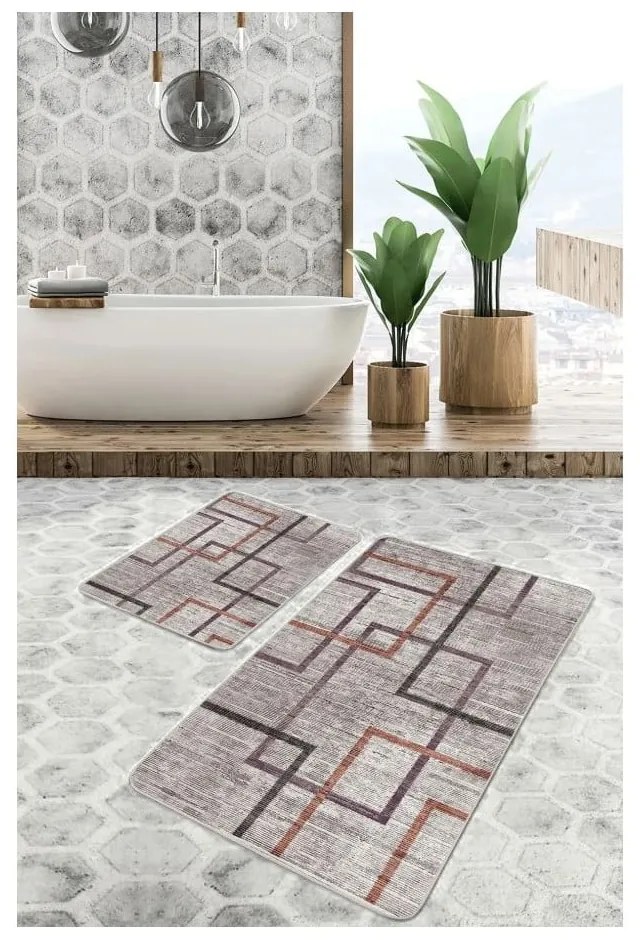 Szare aksamitne dywaniki łazienkowe zestaw 2 szt. 60x100 cm – Mila Home