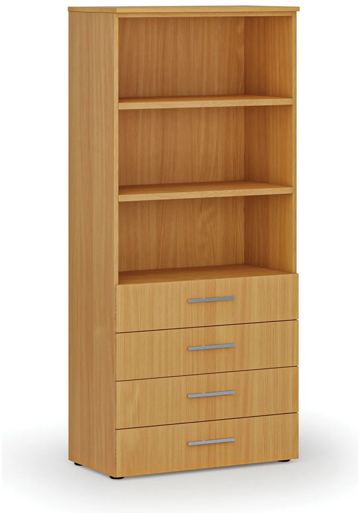 Szafa biurowa z szufladami PRIMO WOOD, 800 x 420 x 1781 mm, buk