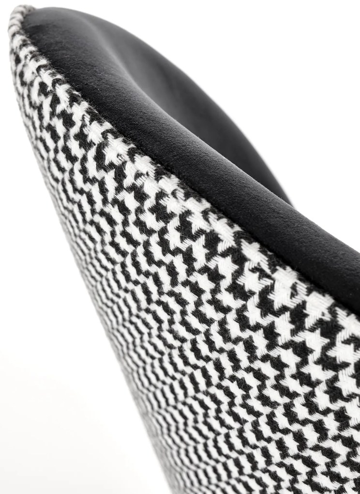 Krzesło biało czarne, tapicerowane, oparcie pepitka K478