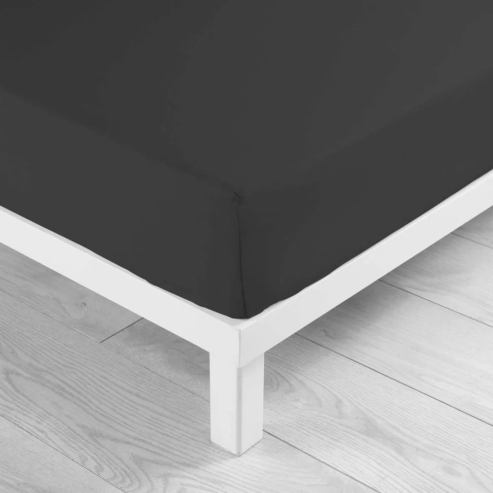 Czarne bawełniane prześcieradło z gumką 90x190 cm Lina – douceur d'intérieur