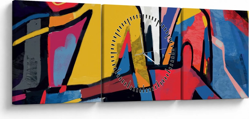 Obraz - Abstrakcja mężczyzn (z zegarem) (90x30 cm)