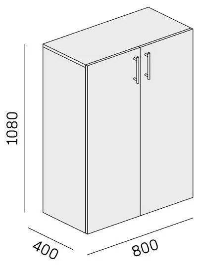 Szafa biurowa niska SOLID, 800 x 400 x 1080 mm, orzech