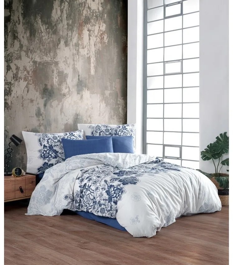 BedTex Bawełniana pościel Armina niebieska, 220 x 200 cm, 2 szt. 70 x 90 cm, 220 x 200 cm, 2 szt. 70 x 90 cm