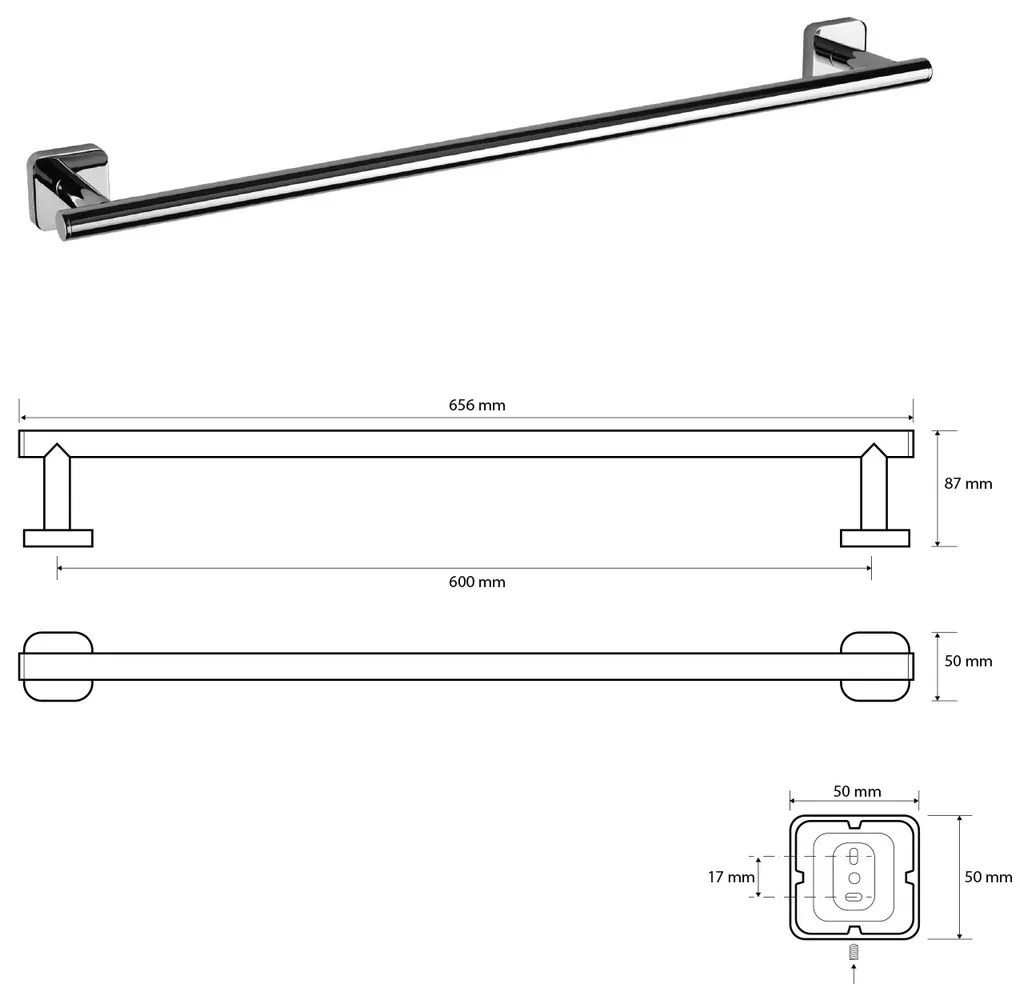SAPHO IS009 Insia uchwyt na ręcznik 60 x 8,7 cm, chrom
