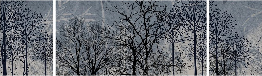 Obraz - Sylwetki drzew z liśćmi (170x50 cm)