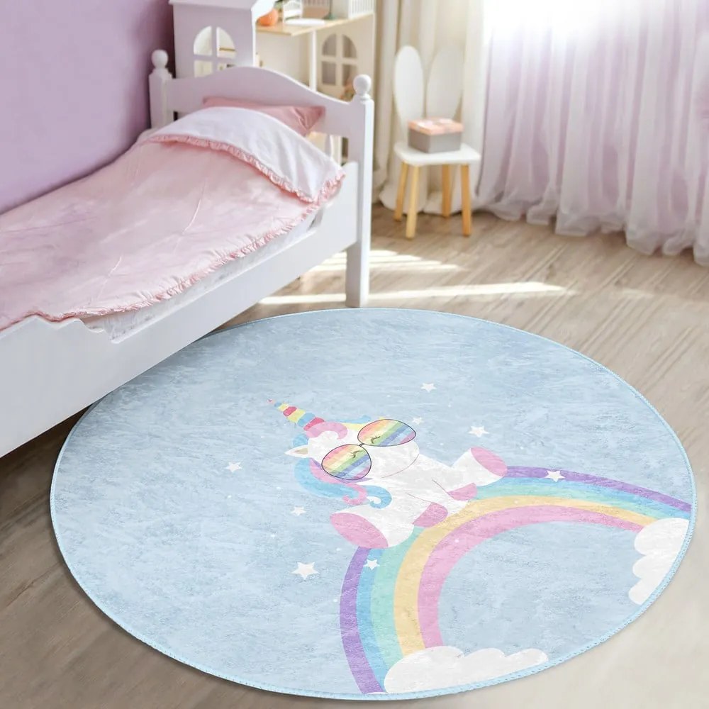 Jasnoniebieski dywan dziecięcy ø 100 cm Comfort – Mila Home