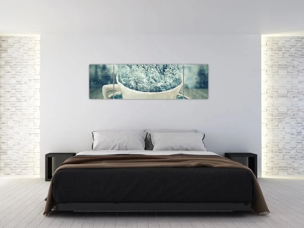 Obraz - Zimowy świat w kubeczku (170x50 cm)