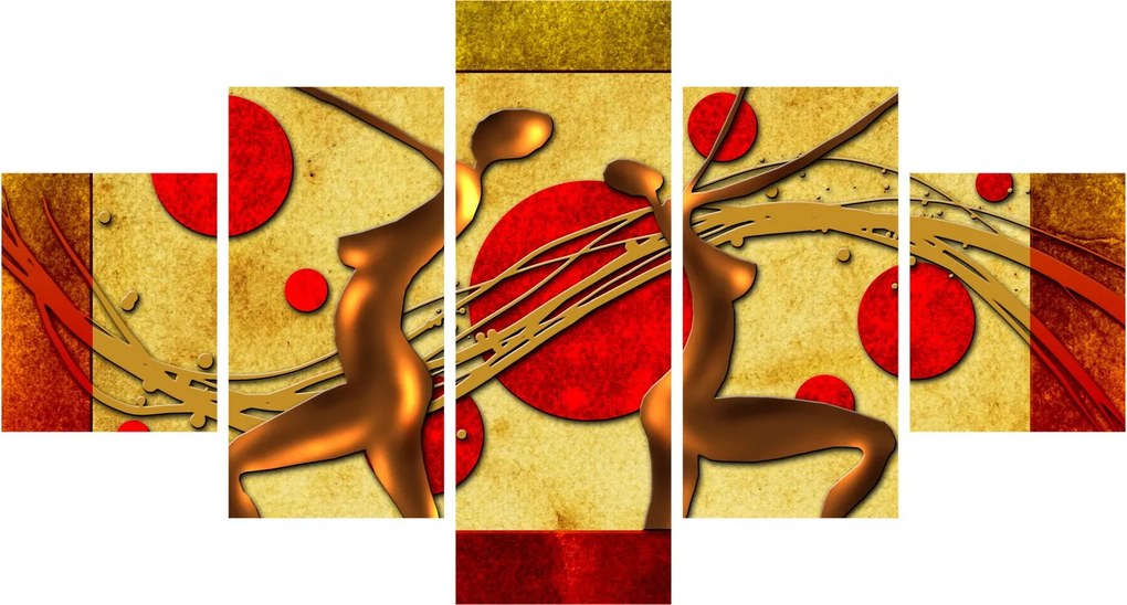 Abstrakcyjny obraz z dwiema kobietami (125x70 cm)