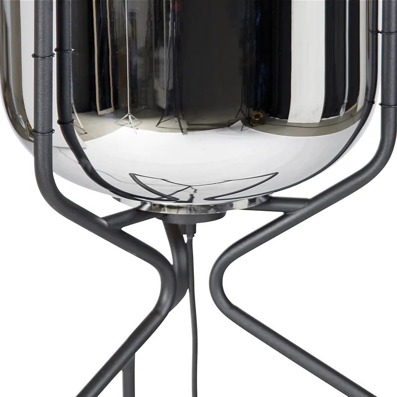 Designerska lampa podłogowa czarna lustrzane szkło - BlissDesignerski Oswietlenie wewnetrzne