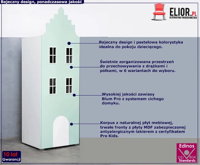 Dziecięca szafa domek Camino 5X - 5 kolorów