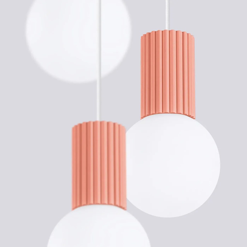 Lampa wisząca HALO 3P brzoskwiniowa ryflowana SOLLUX  LIGHTING