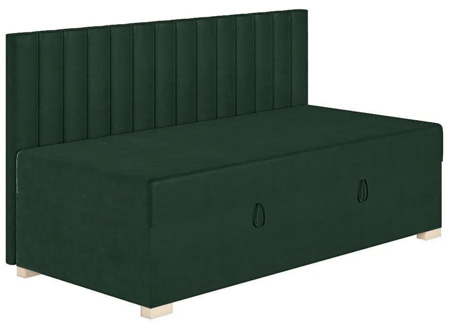 Ciemnozielone łóżko dziecięce ze schowkiem i materacem 90x200 cm Chill – Ghado
