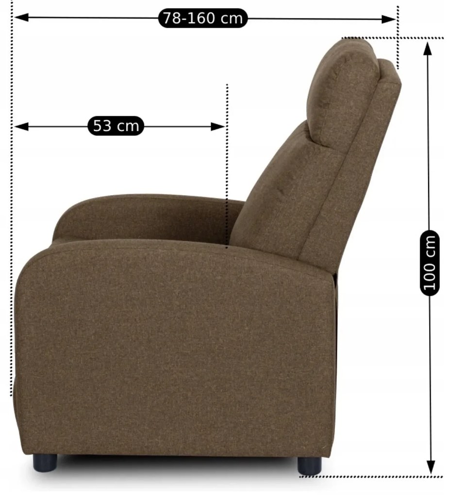 Fotel Rozkładany Wypoczynkowy z Podnóżkiem DANNY Brązowy Nowoczesny