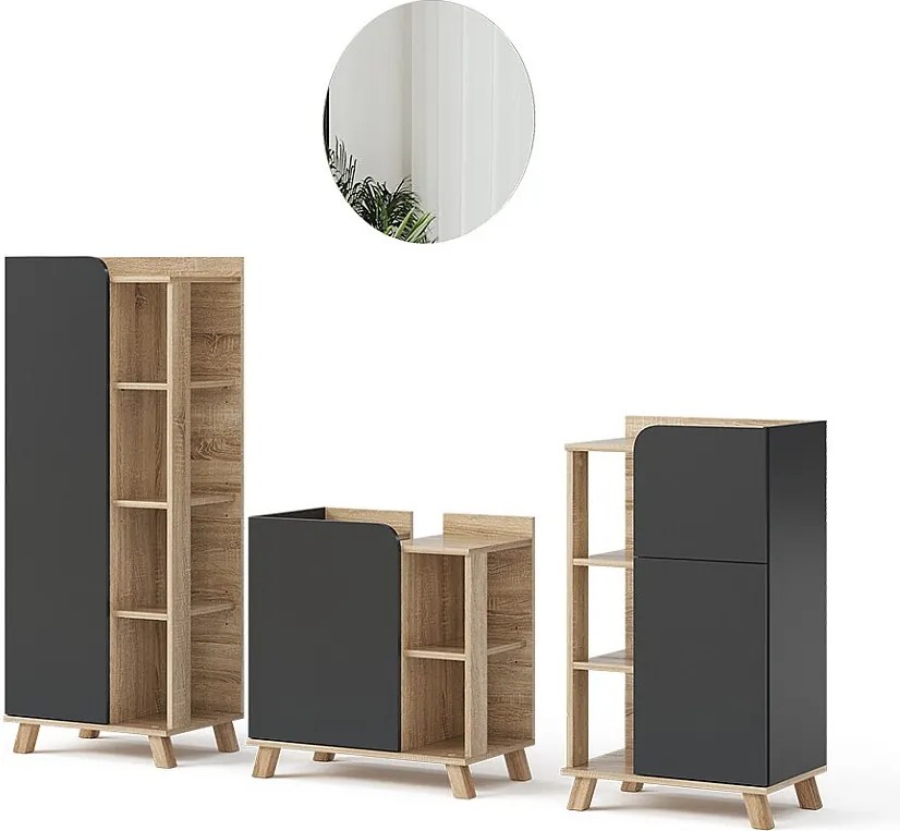 Zestaw mebli łazienkowych sonoma/antracyt 60x35x65 karen