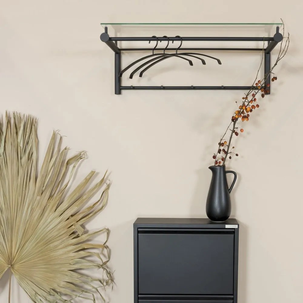 Metalowy wieszak ścienny w kolorze srebra z półką 79 cm Suza – Spinder Design