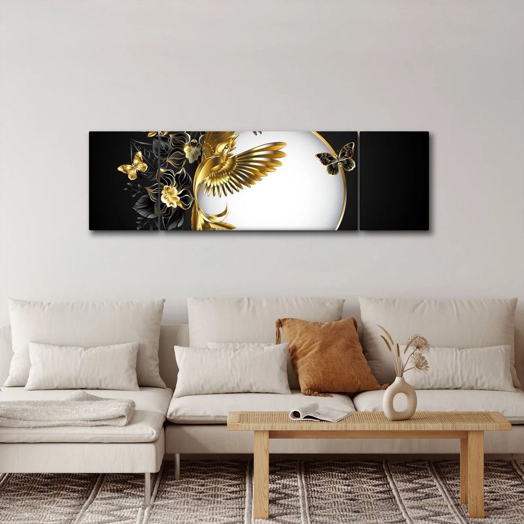 Obraz - Piłka ze złotymi motywami (170x50 cm)