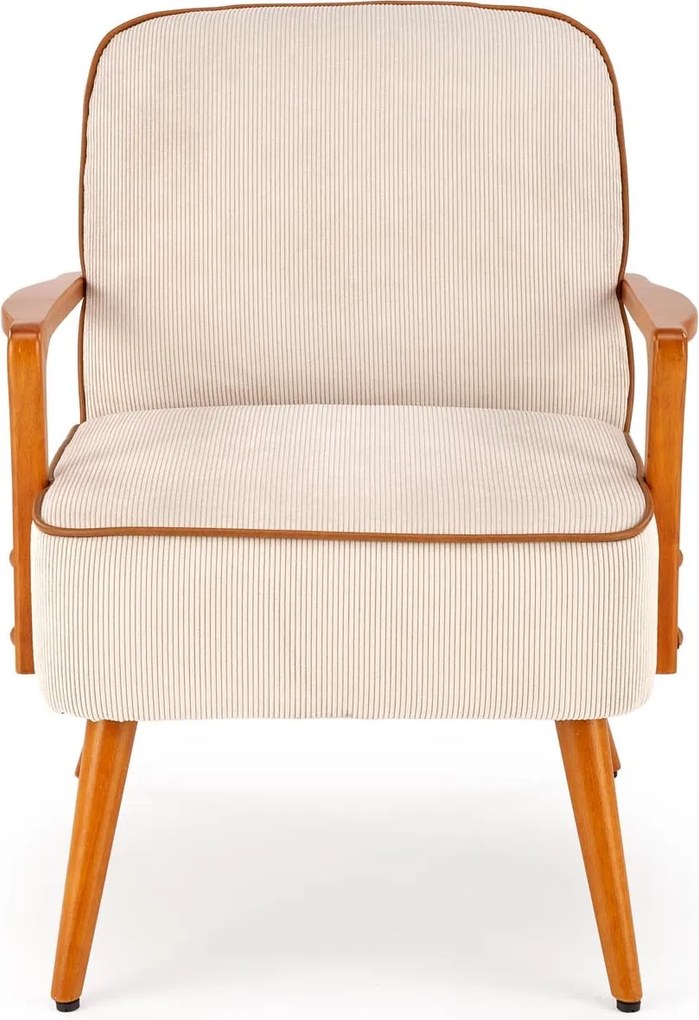 Fotel wypoczynkowy z drewnianymi podłokietnikami Pastore