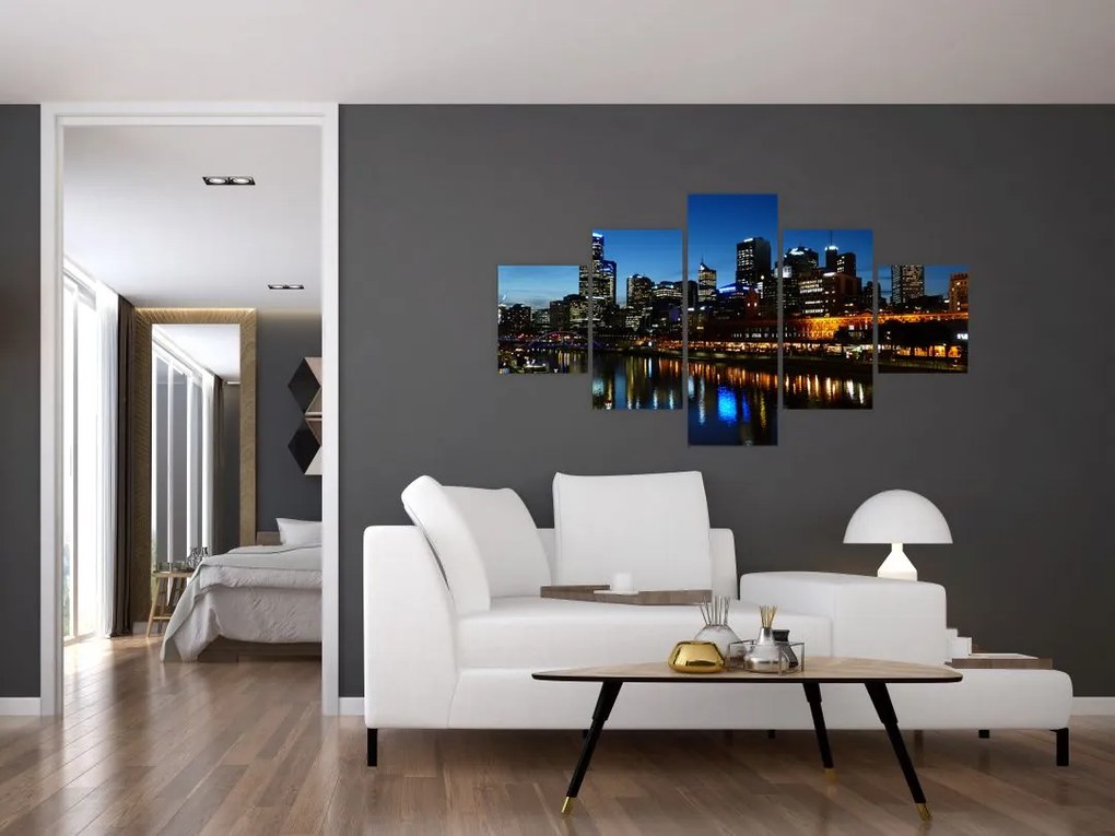 Obraz nocy w Melbourne (125x70 cm)