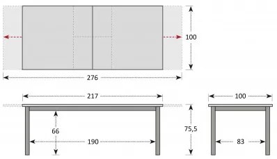 EXPERT - stół ogrodowy rozkładany aluminiowy 220/280 x 100 x 75cm