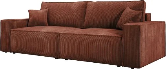 Kanapa KASJO Lewostronny Sofo-Narożnik z funkcją spania i poduszkami, 2x pojemnik POSO 039 Miedziany DOMOHOME