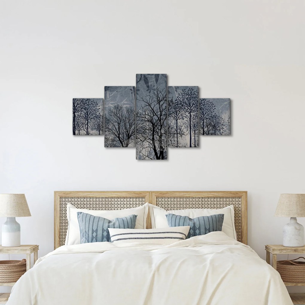 Obraz - Sylwetki drzew z liśćmi (125x70 cm)