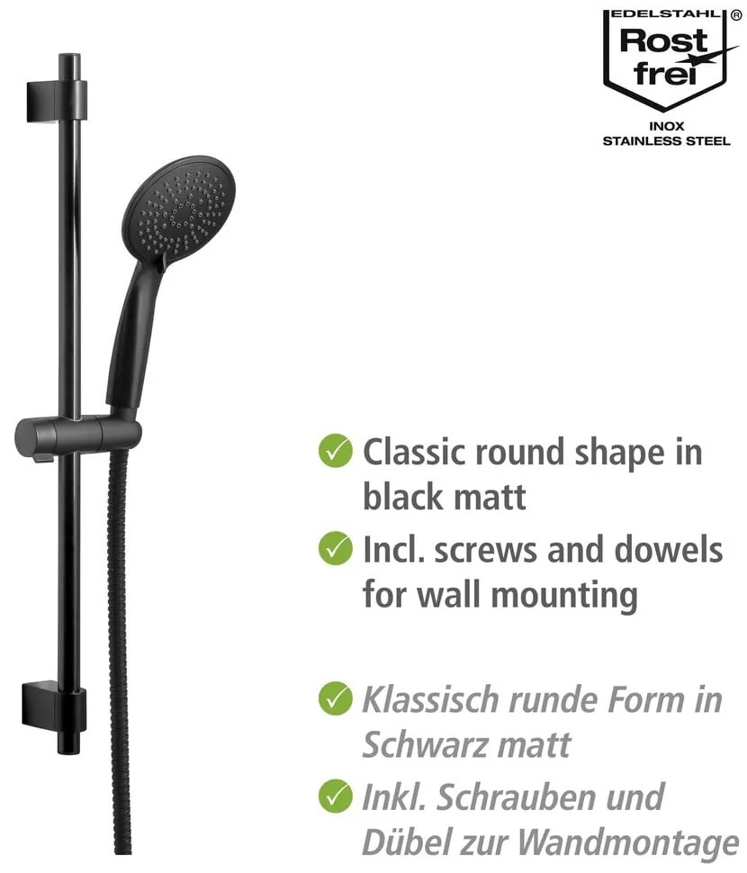 Czarny zestaw prysznicowy ze stali nierdzewnej 66 cm Young – Wenko