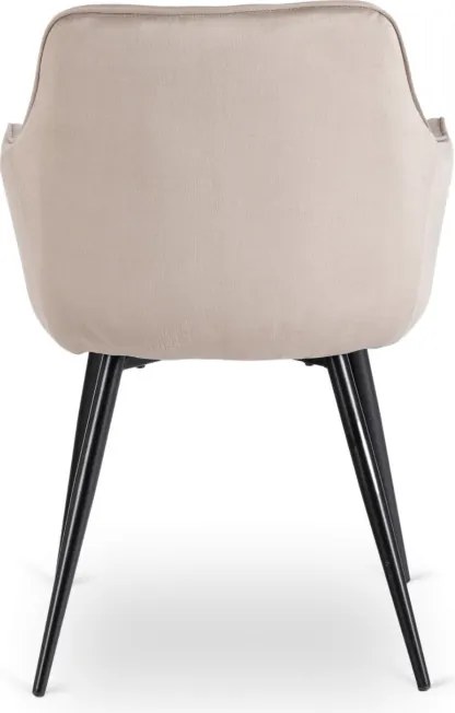 Zestaw Stół Prostokątny Rozkładany VICTOR 160-240 cm Czarny Marmur i 4 Krzesła MODESTO Beżowe Welurowe Nowoczesne