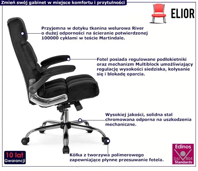 Nowoczesny czarny biurowy fotel gabinetowy C3-A35