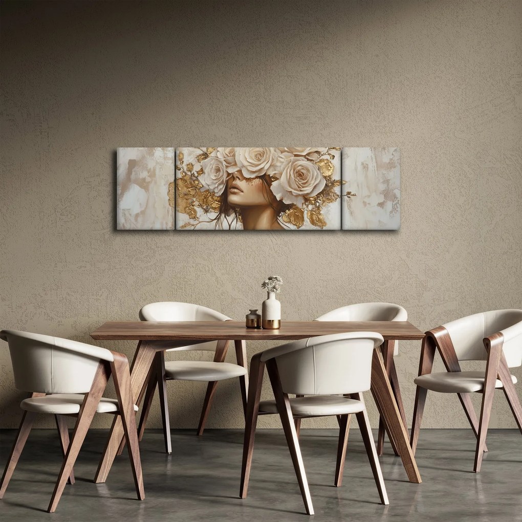 Obraz - Dziewczyna z różami (170x50 cm)