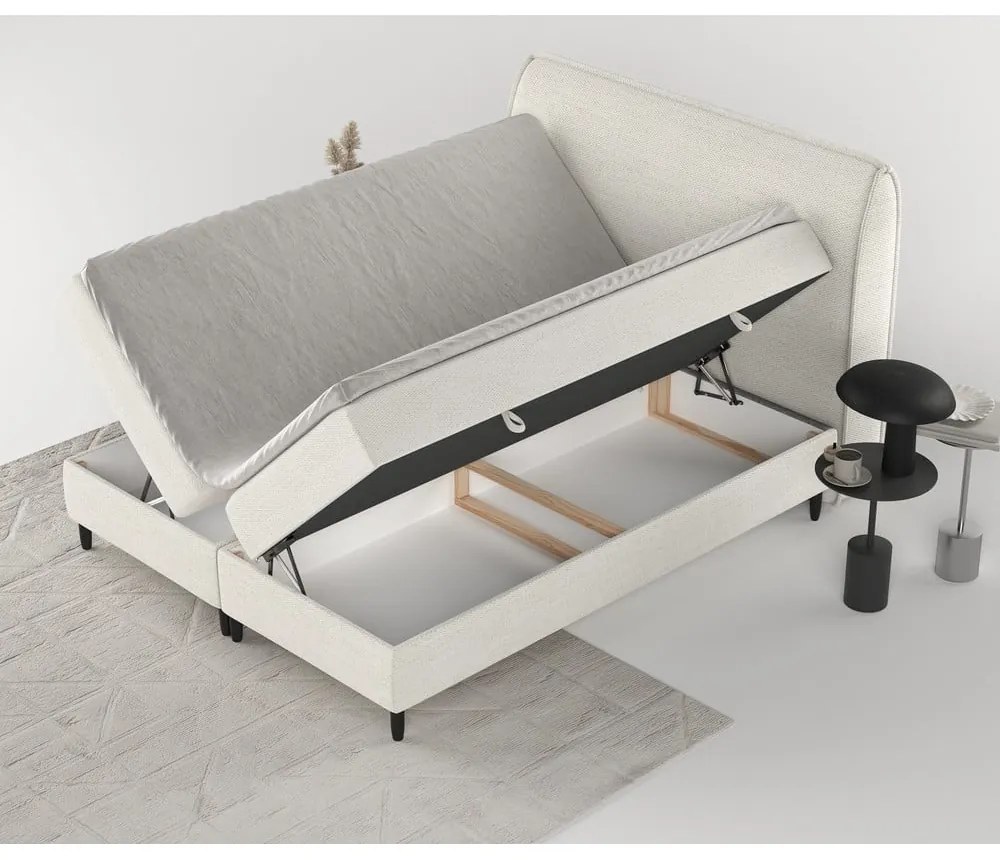 Kremowe łóżko boxspring ze schowkiem 140x200 cm Melba – Maison de Rêve