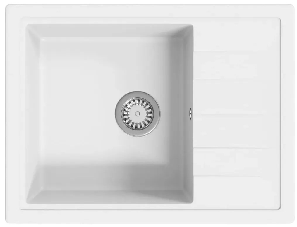 Jednokomorowy biały kuchenny zlew granitowy D3-A45