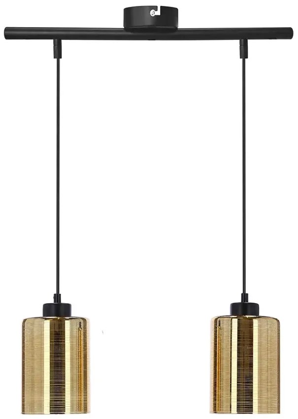 Złota szklana podwójna lampa wisząca - D265 B8-G44