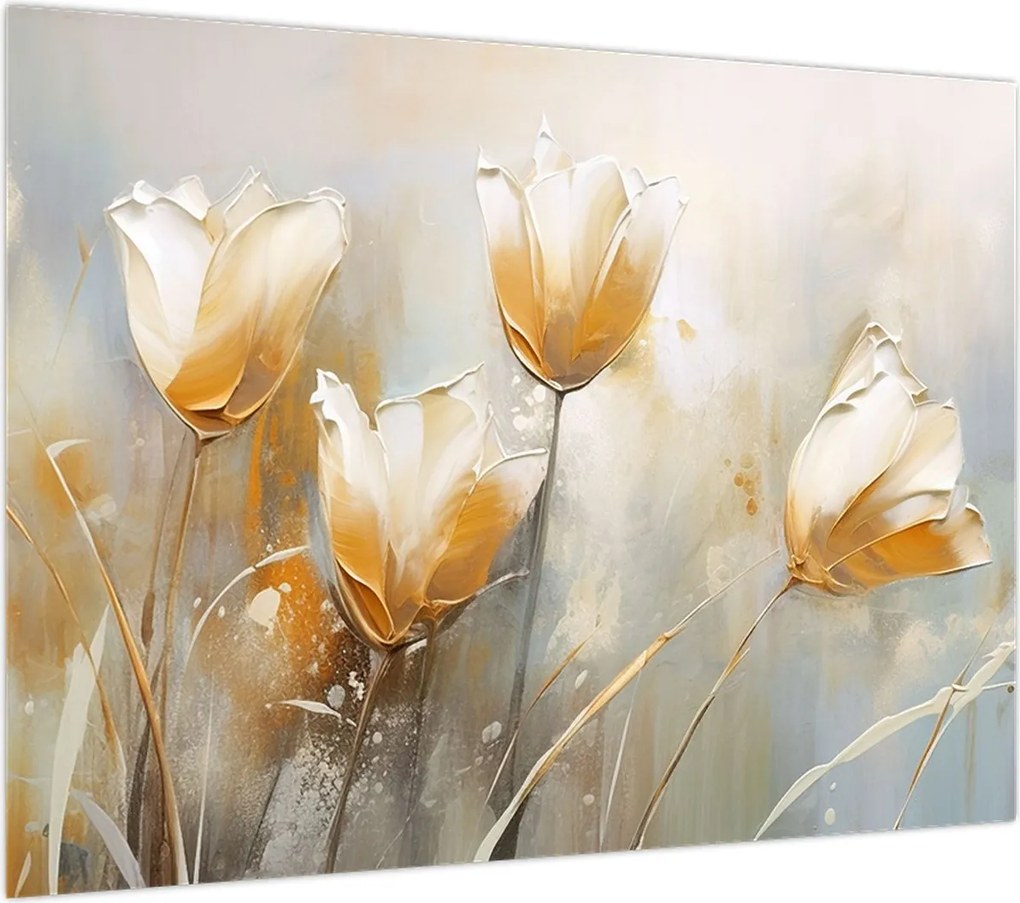 Obraz - Malowanie tulipanów (70x50 cm)