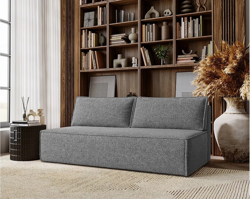 Sofa z funkcją spania i pojemnikiem DUO, tkanina Verita, Stalowy