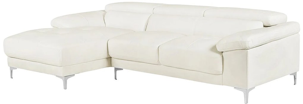 Kanapa narożna ze skóry SOLANGE - Biały - Narożnik lewostronny