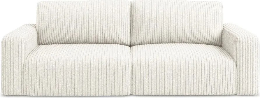 Kremowa sztruksowa rozkładana/ze schowkiem sofa 252 cm Kona – Makamii