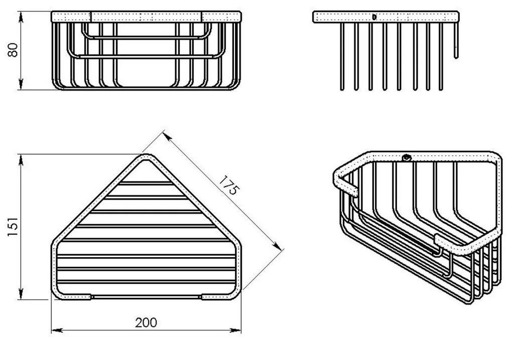 GEDY 2483 Inteligentna półka narożna do prysznica,20 x 8 x 15,1 cm, srebrna