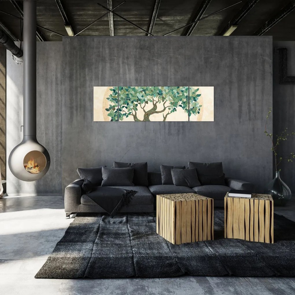 Obraz – Elegancka mozaika z drzewem (170x50 cm)