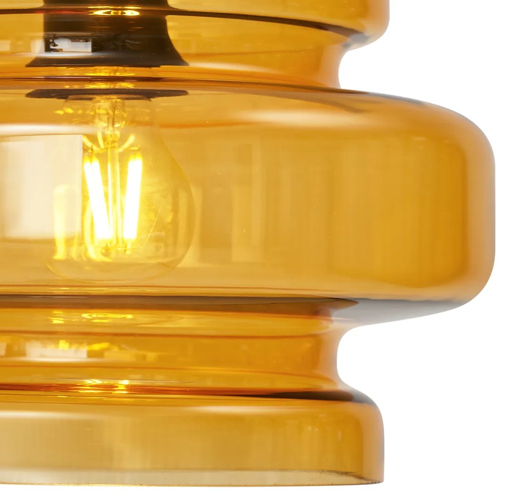 Lampa podłogowa w stylu Retro czarna z pomarańczowym szkłem - Denise Retro Oswietlenie wewnetrzne