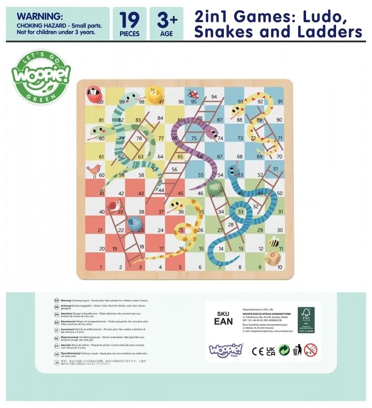 Woopie green gry planszowe logiczne 2w1 ludo chińczyk + uwolnij zwierzątka