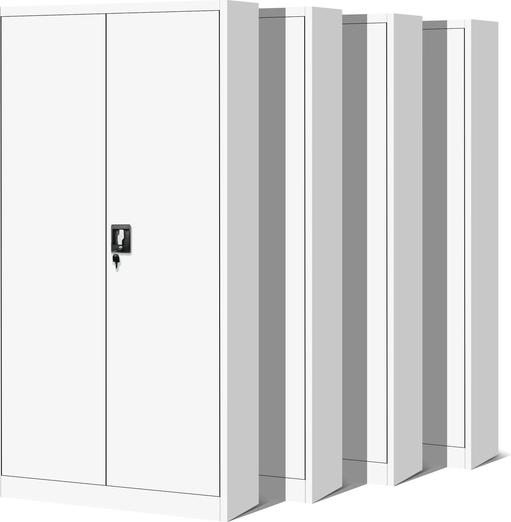 Zestaw 4x szafa biurowa metalowa na akta biała, 900x1950x400 mm: JAN H