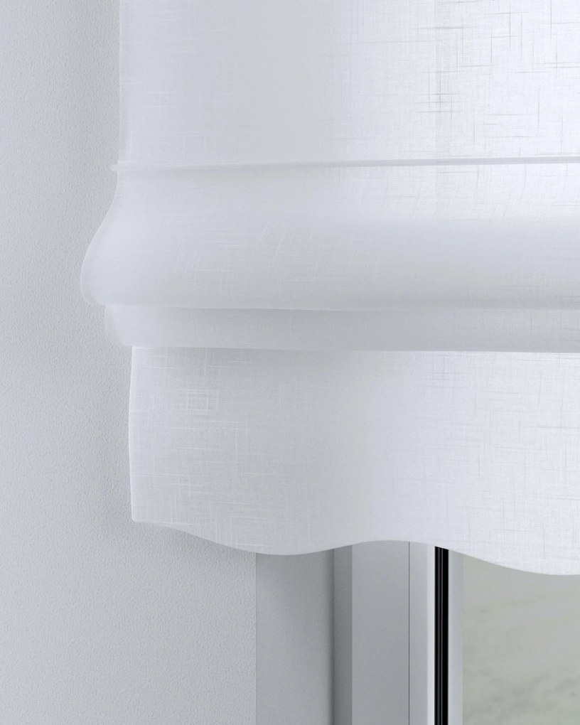 Roleta rzymska Florencja kolor biały tkanina półprzezroczysta, strukturalna
