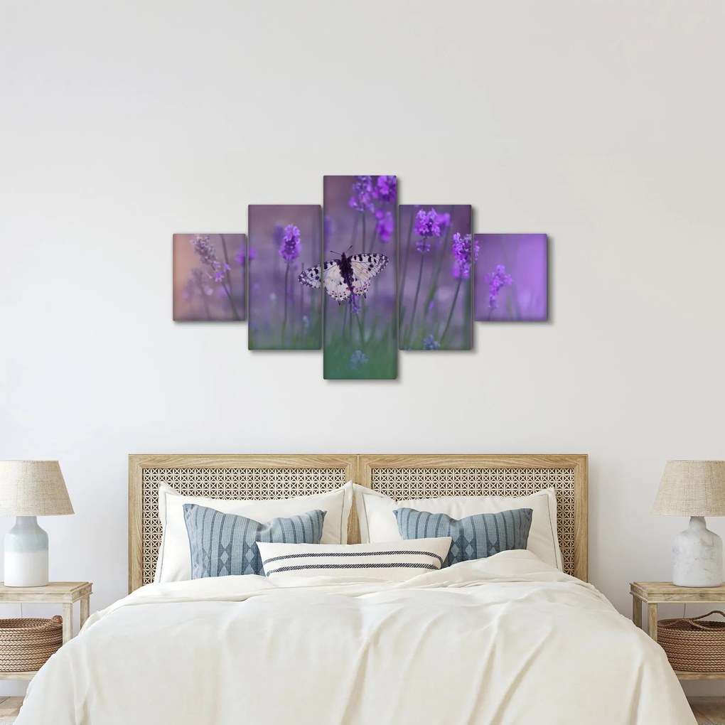 Obraz - Motyl w lawendach (125x70 cm)