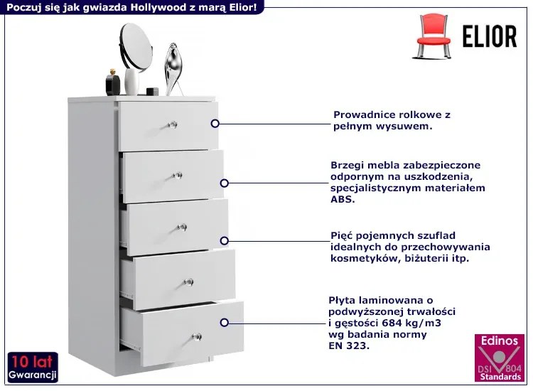 Biała komoda w stylu glamour - Nerina