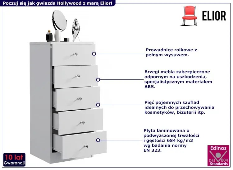 Biała komoda w stylu glamour - Roliso