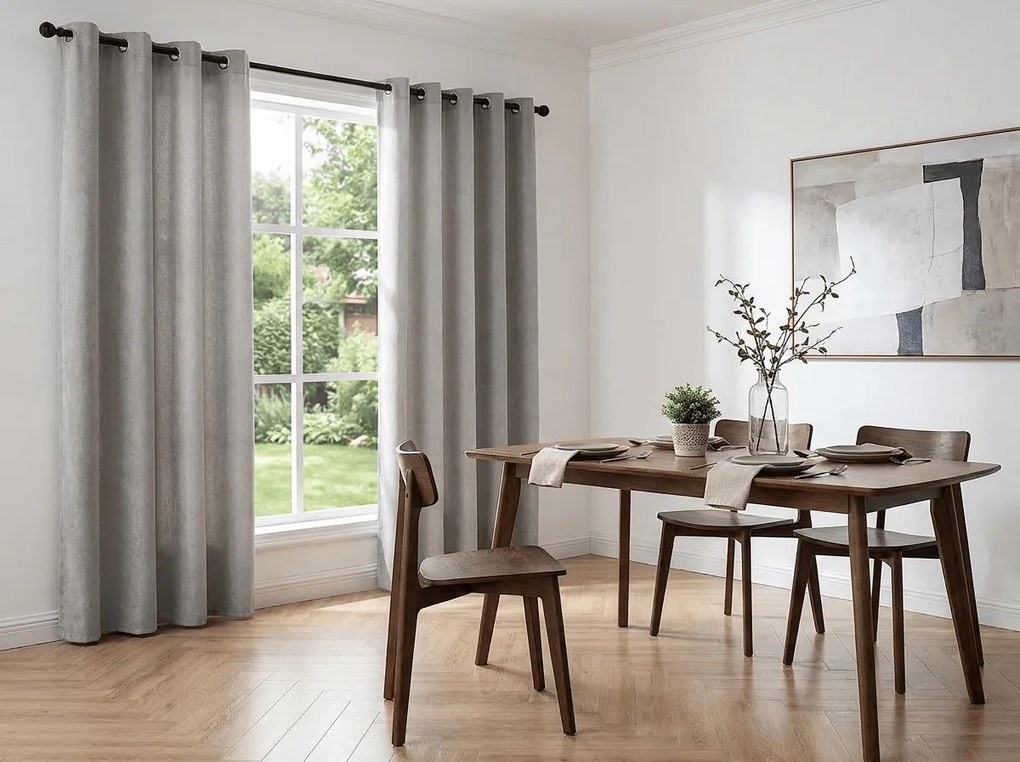 Zasłona TAVIO 140x250 cm, jasnoszara Zawieszanie: Taśma z wiązaniami