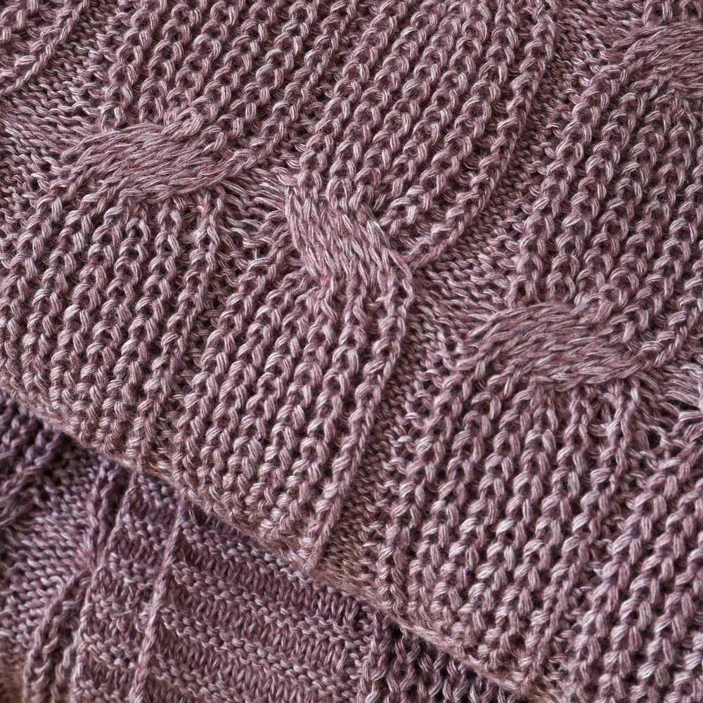 Różowofioletowy koc dzianinowy 130x170 cm Chunky Marl Knit – Catherine Lansfield