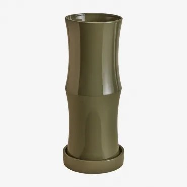 Ceramic Umbrella Stand Fiorenza Intensywny Verde Olive - Sklum