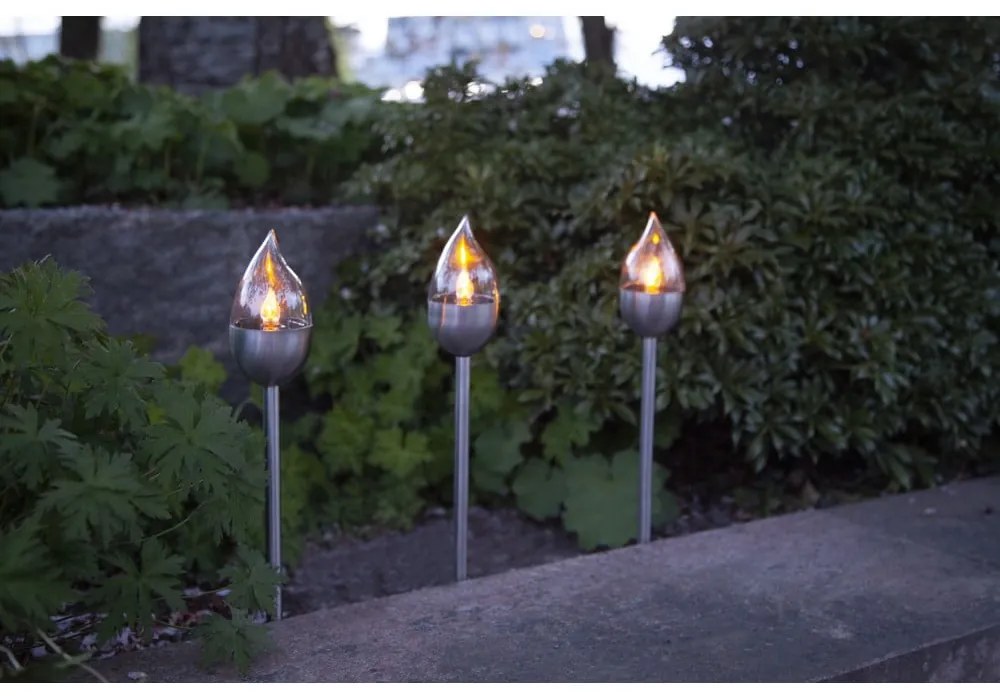 Lampy zewnętrzne LED solarne wbijane zestaw 3 szt. (wysokość 40 cm) Olympus – Star Trading