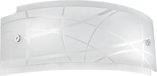 Kinkiet Nereide 35x14cm z białego szkła satynowego z sitodrukiem 2XE14, nowoczesny kinkiet z chromowaną podstawą, IP20, maks. 2x28W